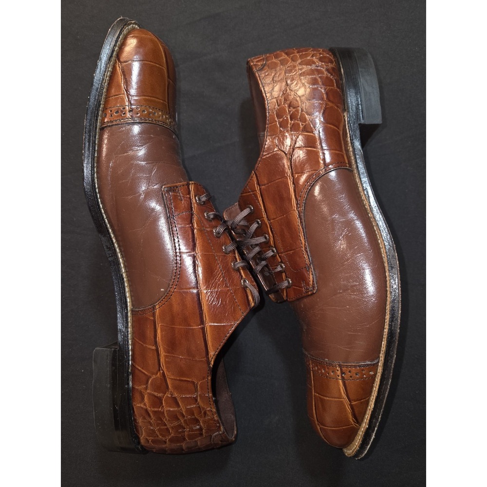 Stacy Adam's Madison Croc Lace Up Embossed Shoes Men's Size 10.5D